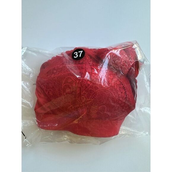 36D Aerie Real Power Wireless Push up Paisley Lace Bra in Holiday Red - Picture 7 of 8